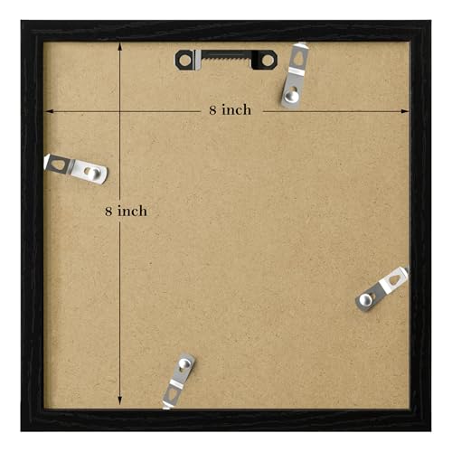 eletecpro 8x8 Picture Frames Set of 9 with Clear Acrylic Cover, Display 4x4 Photos with Mat or 8x8 Without, Classic and Sturdy Square Collage Gallery Wall Decor, Easy Wall Mount, Black - Image 4