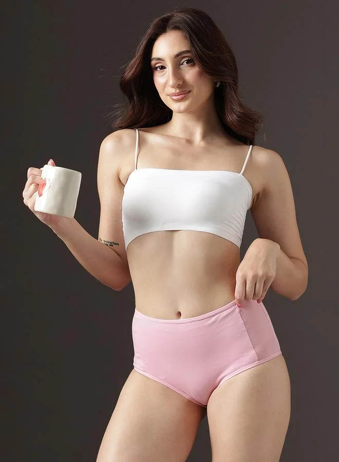 Clovia High Waist Hipster Panty with Powernet Panels - Cotton