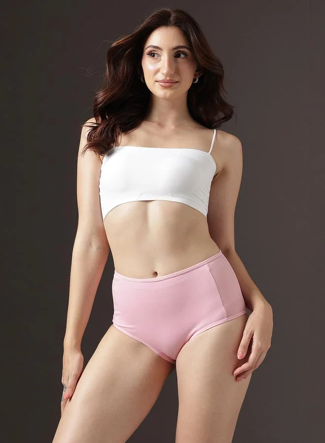 Clovia High Waist Hipster Panty with Powernet Panels - Cotton
