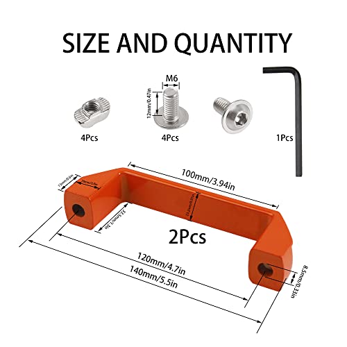Rrina 2Pcs Aluminium Alloy Rectangular Pull Handle for 30 Series European Standard Aluminum Extrusion Profile (Orange) - Image 2