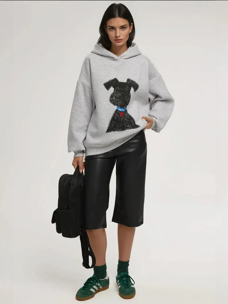 HICCUP Oversized Printed Hooded Sweatshirt