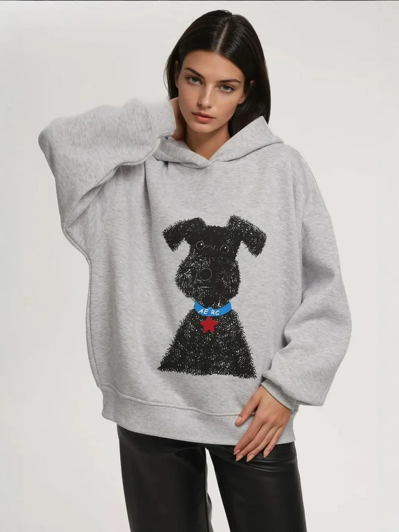 HICCUP Oversized Printed Hooded Sweatshirt