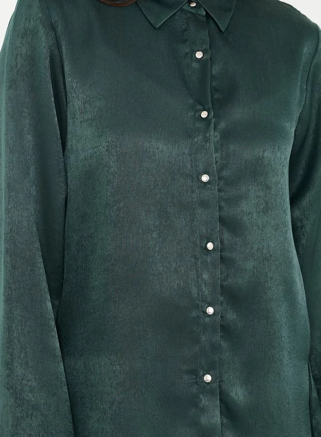 Styli Satin Solid Regular Fit Shirt