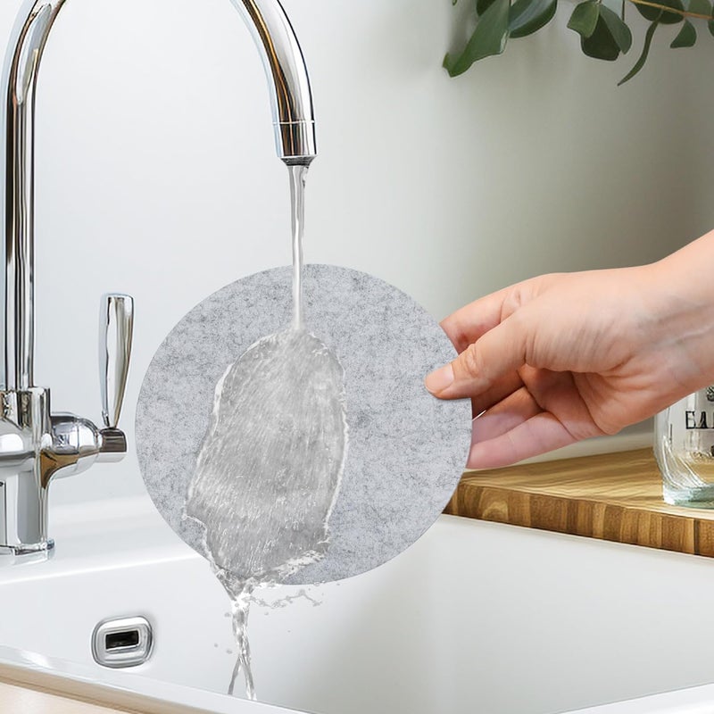SOSMAR Pack of 8 Felt Coasters, Felt Underlay for Pots, Glasses, Plates and Vases - Round Diameter 15 cm x 5 mm Coasters Felt Table Protectors Table Coasters (Light Grey) - Image 5