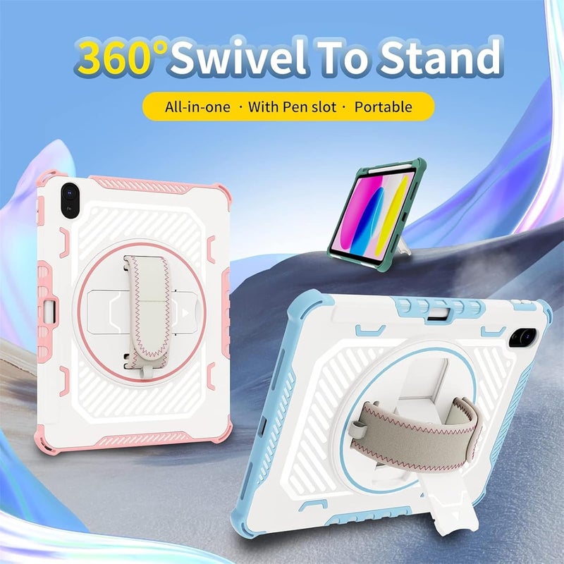 Motim Shockproof Case With Pencil Holder,Dual Layer Heavy Duty Protective Case Cover For Ipad Pro 12.9 2018/2020/2021/2022, W 360° Stand Hand Strap,Green - Image 5