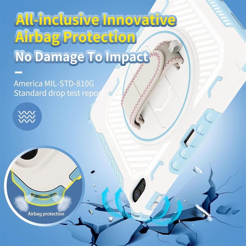 Motim Shockproof Case With Pencil Holder,Dual Layer Heavy Duty Protective Case Cover For Ipad Pro 12.9 2018/2020/2021/2022, W 360° Stand Hand Strap,Green - Image 4