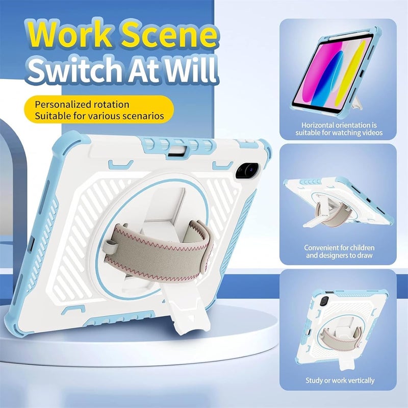 Motim Shockproof Case With Pencil Holder,Dual Layer Heavy Duty Protective Case Cover For Ipad Pro 12.9 2018/2020/2021/2022, W 360° Stand Hand Strap,Green - Image 2