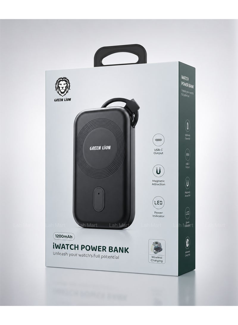 GreenLion Magnetic Wireless Power Bank for Apple Watch, 1200mAh ,USB-C Portable Fast Charger, Compatible with Apple Watch Series Ultra, 10, 9, 8, 7, 6, SE - Image 1