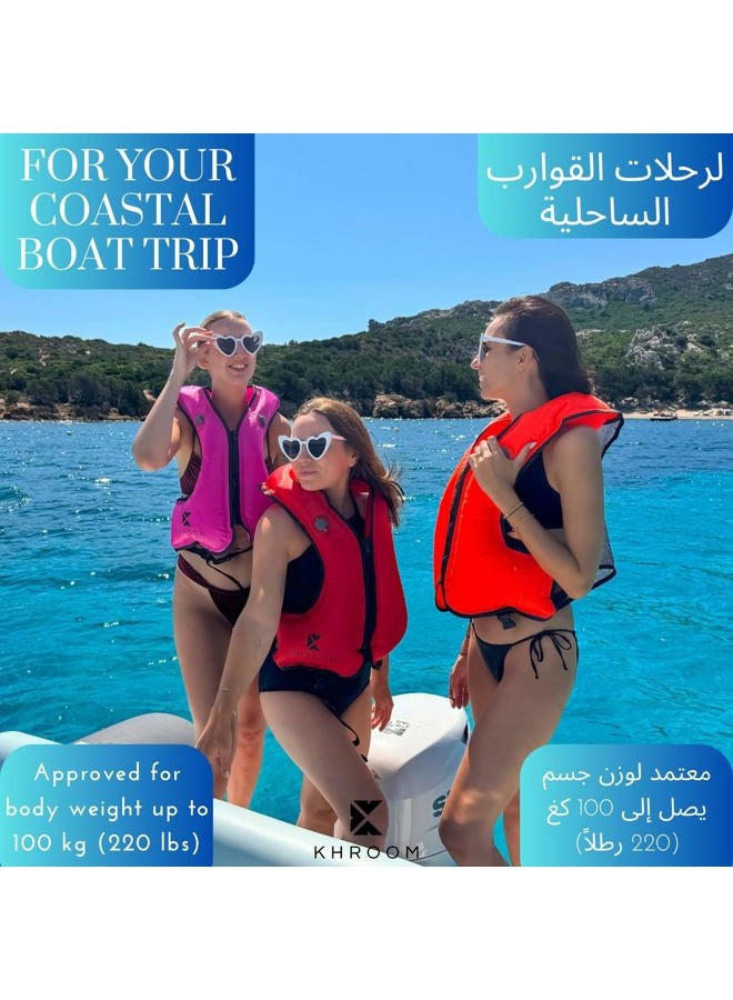 Khroom Inflatable Snorkel Vest for Adults and Teens | 150–190 cm Height | up to 100 kg | Complies with strict EU standard | Buoyancy Jacket for Snorkeling and SUP – Lightweight Snorkel Vest (Red) - Image 2