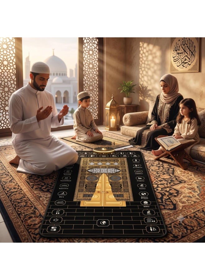 epicarma Interactive Smart Islamic Prayer Mat 127x73cm, Digital Educational Salah Mat with Light Guidance, Quran Recitation, 28 Touch Keys, Learn Surahs & Duas, 15 Languages, Smart Prayer Rug for Kids & Adults - Image 3