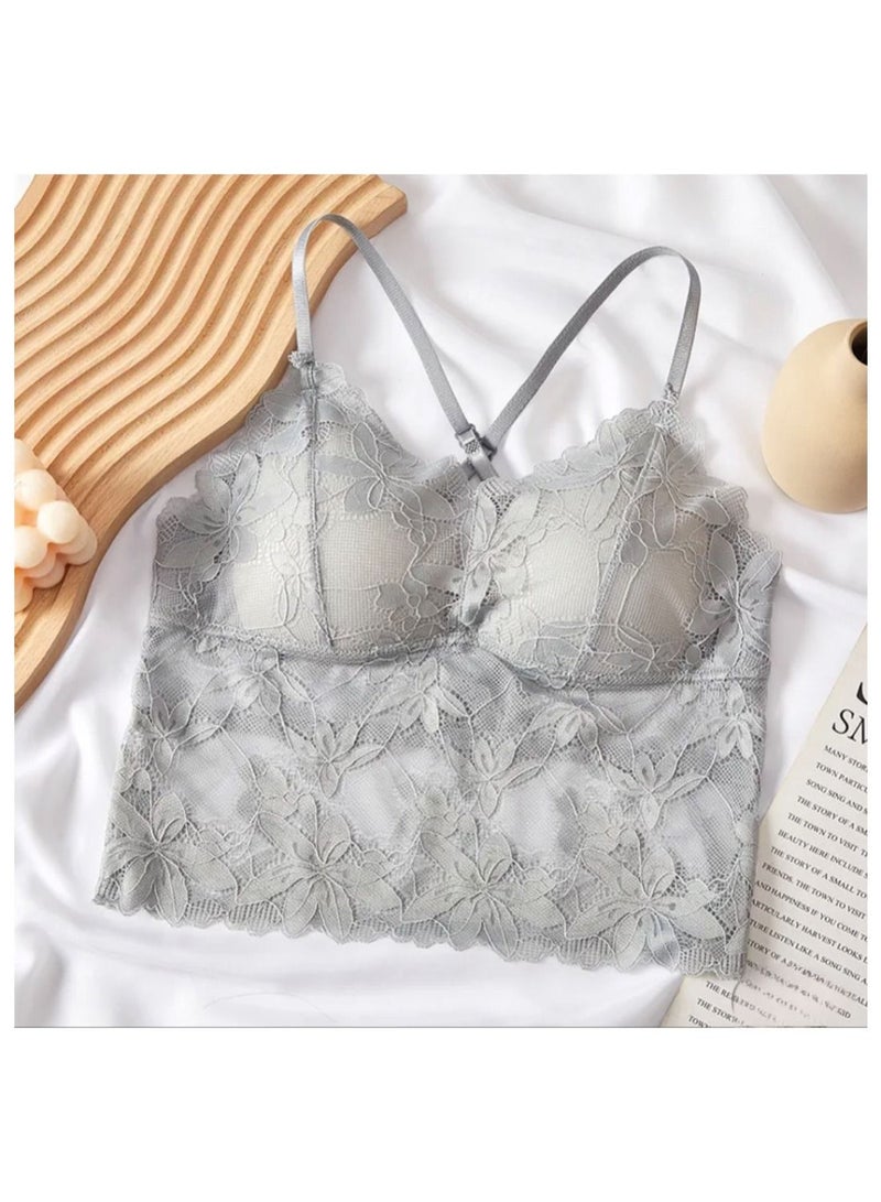 2-Pieces Women Cross Back Lace Bra  - Image 2