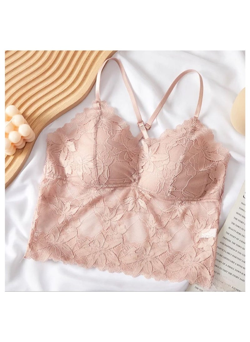 2-Pieces Women Cross Back Lace Bra  - Image 3