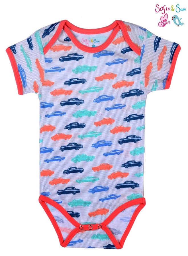 Sofie & Sam Baby Romper Half Sleeves Premium Cotton Pack of 3 - Car/Superkid/Dianosour (12-18 Months) - Image 4