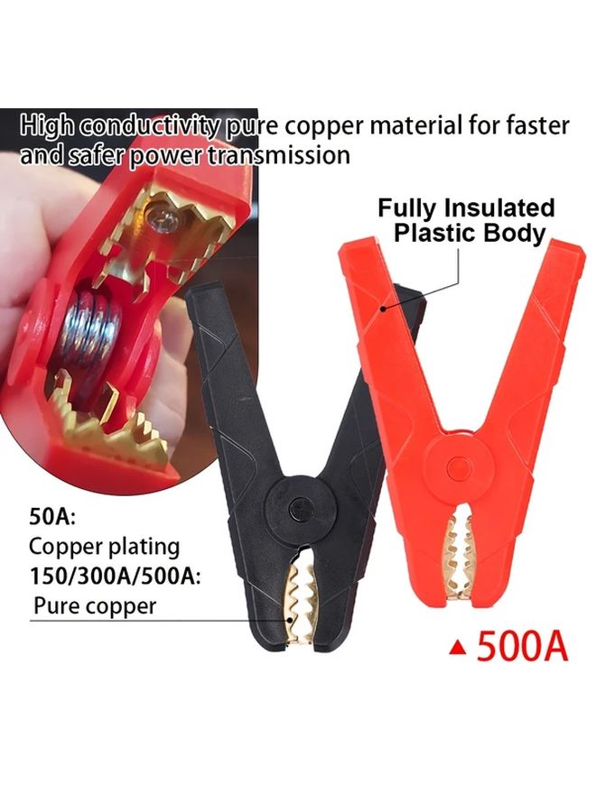 2 قطعة مجموعة 150 أمبير مشابك اختبار بطارية التمساح باللون الأحمر والأسود بلاستيك متين للسيارة والشاحنة - Image 5