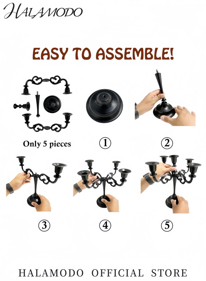 HALAMODO Metal Candle Holders with 5 Candle Metal Candelabra Candlestick Holders Tall Candle Holder Wedding Event Candelabra Candle Stand Decoration  - Image 3