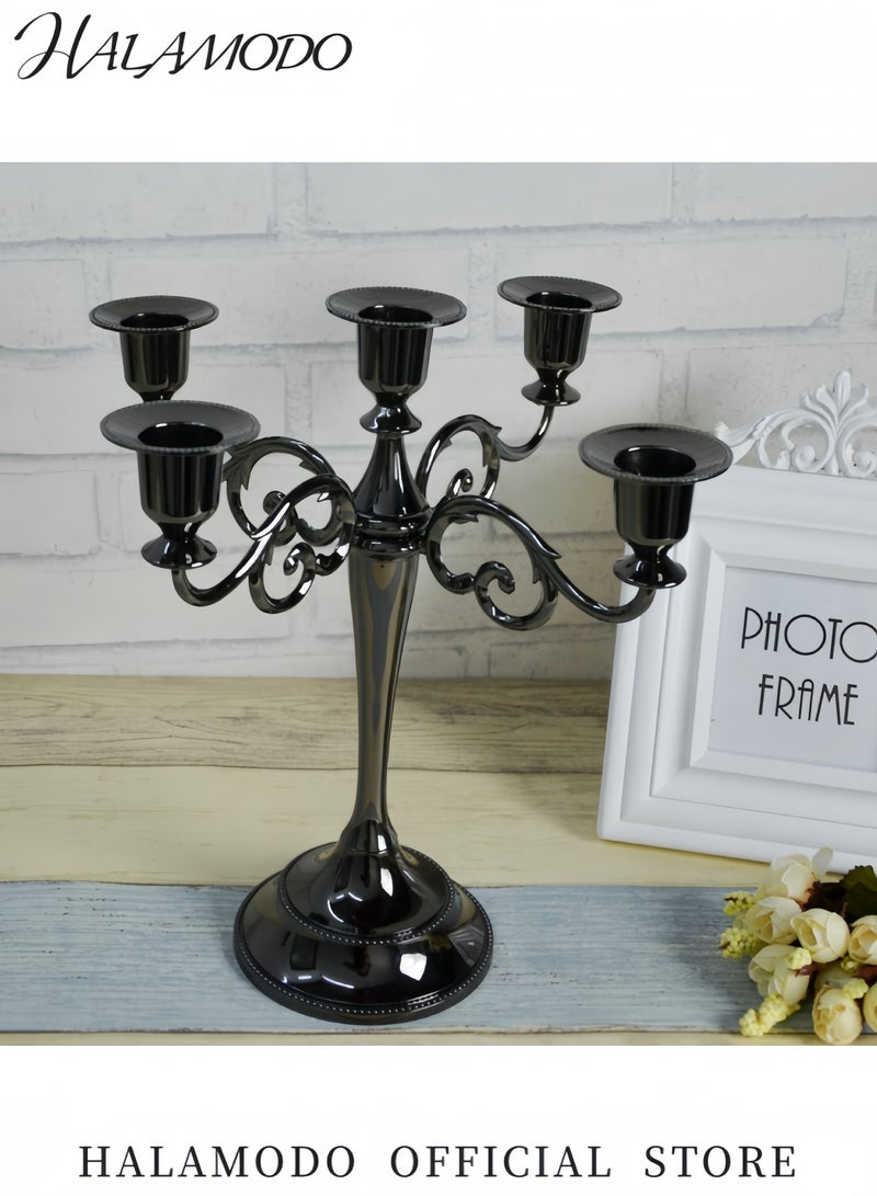 HALAMODO Metal Candle Holders with 5 Candle Metal Candelabra Candlestick Holders Tall Candle Holder Wedding Event Candelabra Candle Stand Decoration  - Image 2