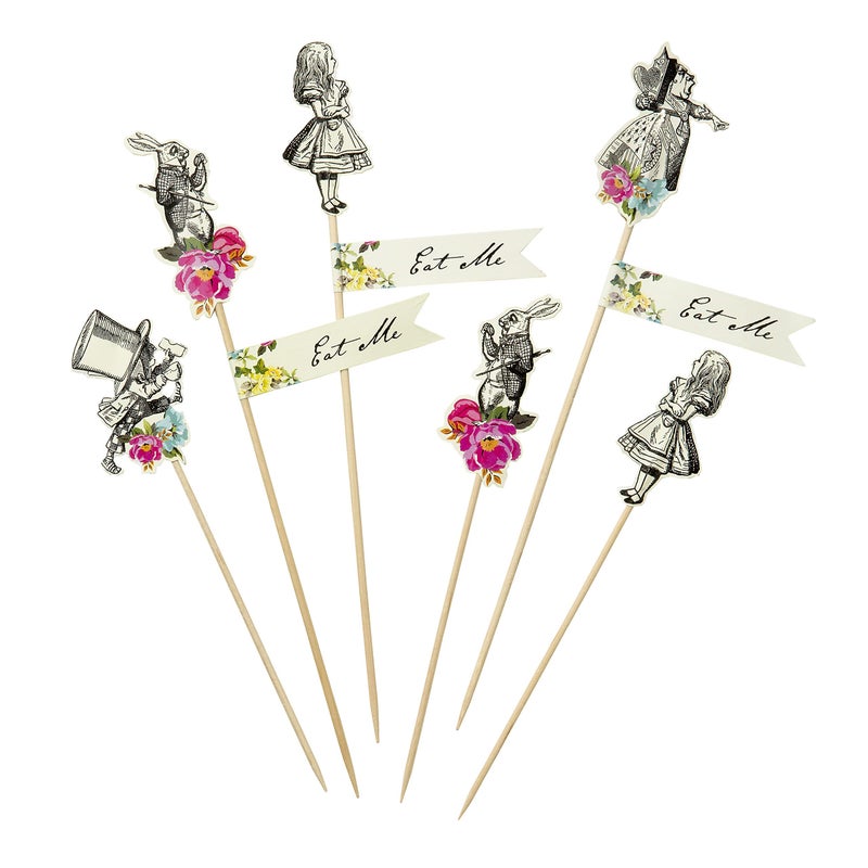 Talking Tables Alice In Wonderland Party Supplies | Canape Picks or Cake Decorations | Great For Mad Hatter Tea Party, Birthday Party And Baby Shower | 12 Pack - Image 1