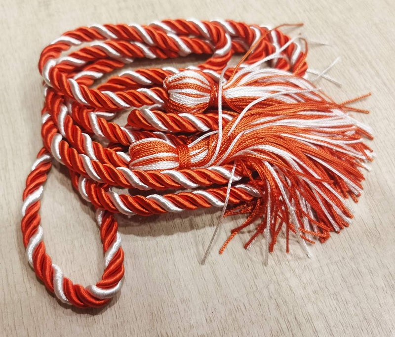 HEPNA Handmade Graduation Cord Orange/White,1 PCS 68 Inch- Honor Cord - Image 2
