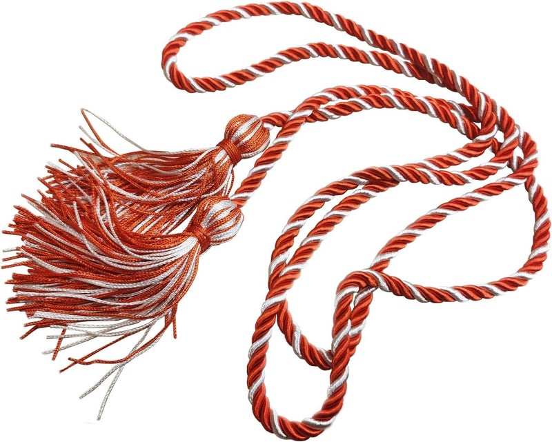 HEPNA Handmade Graduation Cord Orange/White,1 PCS 68 Inch- Honor Cord - Image 1