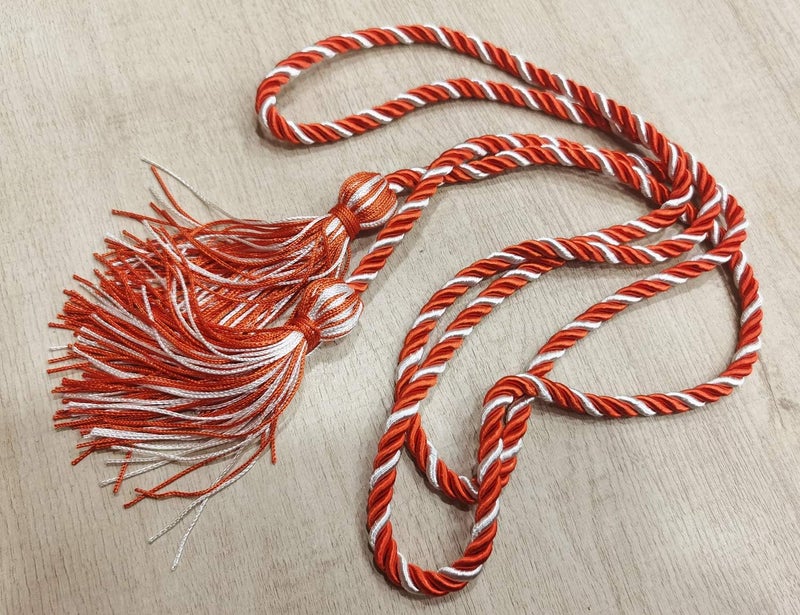 HEPNA Handmade Graduation Cord Orange/White,1 PCS 68 Inch- Honor Cord - Image 3