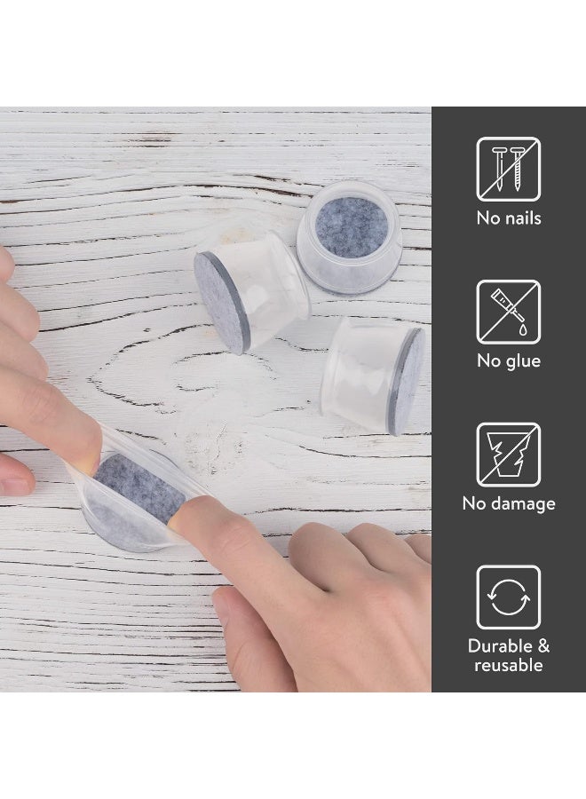 9/16" Small High Clear Chair Leg Covers, Felt Bottom Silicone Furniture Foot Protector Pads, 16 Pcs Free Moving Table Leg Covers, Stool Leg Protectors Caps to Prevent Floor Scratches and Reduce - Image 2