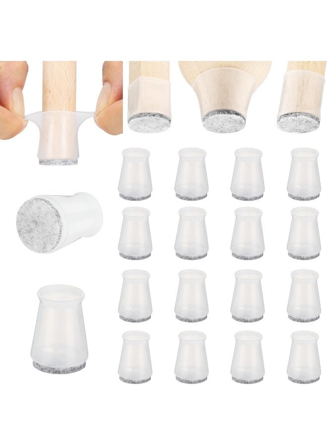 9/16" Small High Clear Chair Leg Covers, Felt Bottom Silicone Furniture Foot Protector Pads, 16 Pcs Free Moving Table Leg Covers, Stool Leg Protectors Caps to Prevent Floor Scratches and Reduce - Image 1