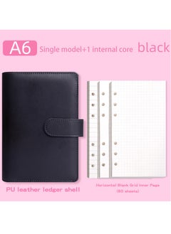 DUNISO A6 PU Leather Binder 6-Ring Notebook Binder Cover With 80 Sheets A6 Filler Paper, Refillable A6 Personal Planner Budget Binder With Magnetic Buckle Closure, Black  - Image 1