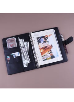 DUNISO A6 PU Leather Binder 6-Ring Notebook Binder Cover With 80 Sheets A6 Filler Paper, Refillable A6 Personal Planner Budget Binder With Magnetic Buckle Closure, Black  - Image 4