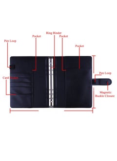 DUNISO A6 PU Leather Binder 6-Ring Notebook Binder Cover With 80 Sheets A6 Filler Paper, Refillable A6 Personal Planner Budget Binder With Magnetic Buckle Closure, Black  - Image 3