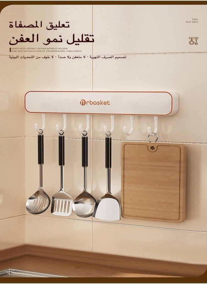 ماركة غير محددة - حامل أدوات المطبخ على الحائط، حامل أدوات المطبخ لاصق أسود بدون حفر، حامل أدوات المطبخ موفر للمساحة، خطافات حائط المطبخ للمطبخ والحمام والتخييم - Image 1