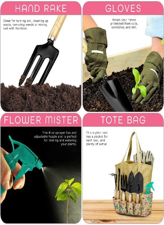 Scuddles - Gardening Tools for Women Stainless Steel Gardening Tools - Gardening Kit Garden Tools for Women Includes Shovel Trowel Fork Rake Gardening Gloves Perfect Gardening Gifts - Image 1