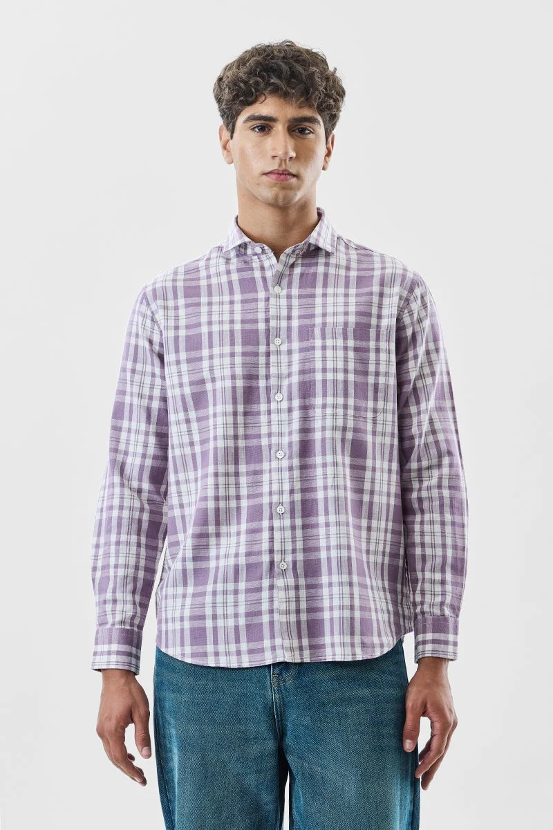 سنيتش قميص كاروهات بقصة عادية من مزيج الكتان