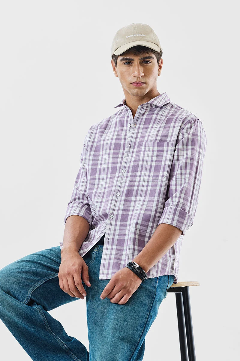 SNITCH Regular Fit Checks Linen Blend Shirt