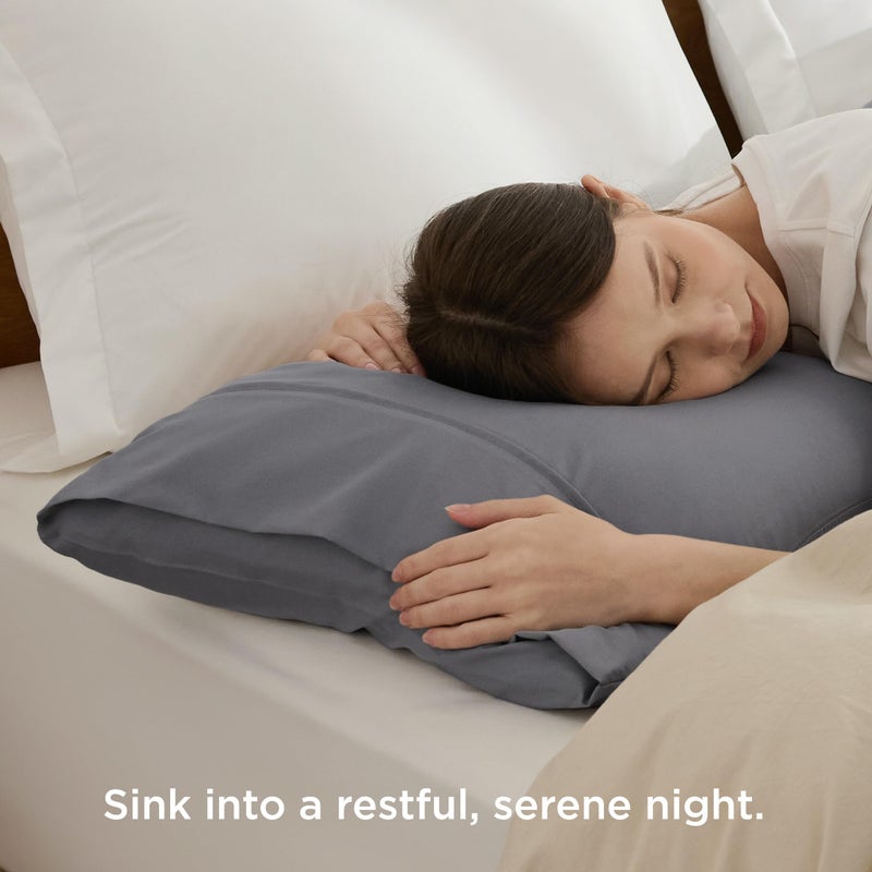 Bedsure Silver Grey Pillowcase Set - Standard Size (20x26 inches) Bed Pillow Cover - Brushed Microfiber, Wrinkle, Fade & Stain Resistant - Envelop Closure Pillow Case Set of 2 - Image 3