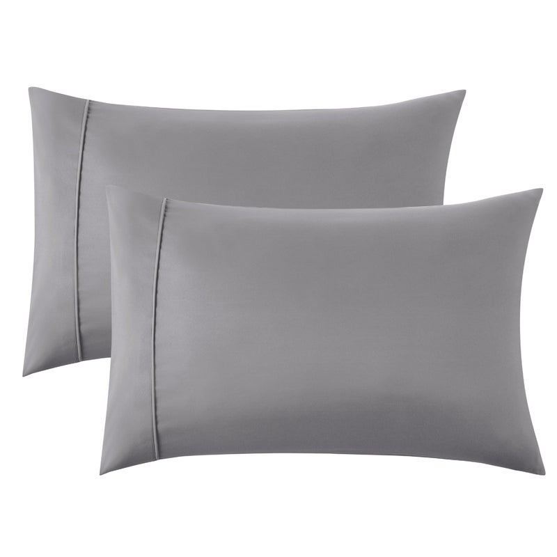 Bedsure Silver Grey Pillowcase Set - Standard Size (20x26 inches) Bed Pillow Cover - Brushed Microfiber, Wrinkle, Fade & Stain Resistant - Envelop Closure Pillow Case Set of 2 - Image 1