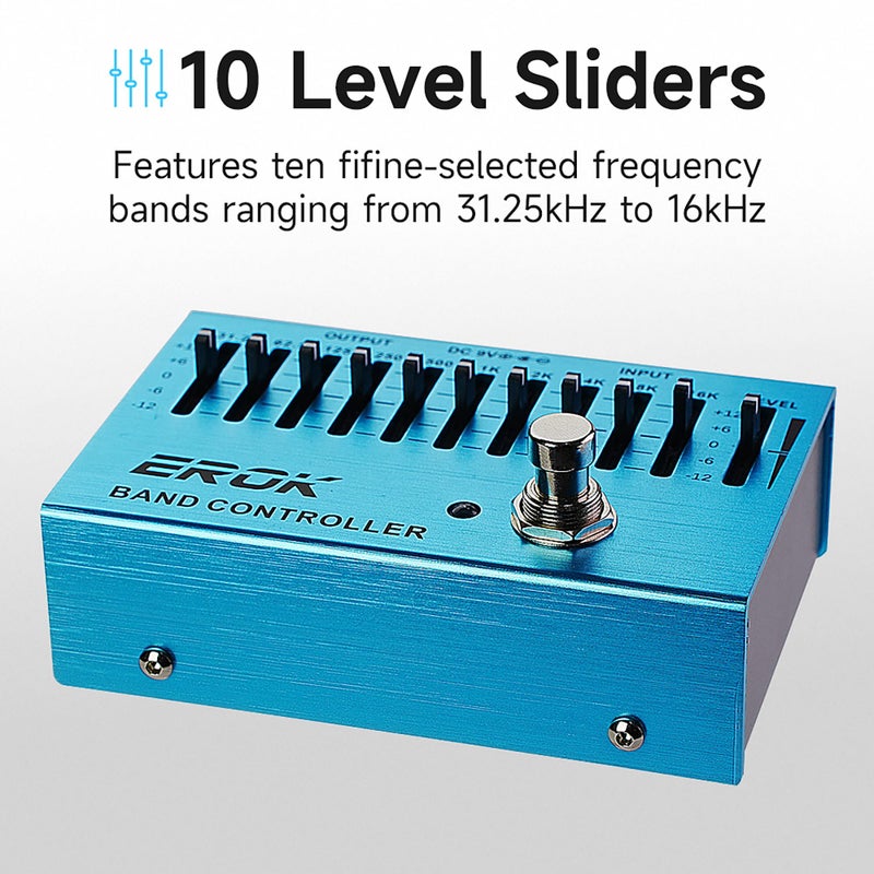 EROK EQ Pedal,10-Band Equalizer,(31.25Hzâ€“16kHz) with Â±12dB Gain/Attenuation for Each Band,for Electric Guitar Bass Eq Pedal,with Independent Controller Button - Image 3