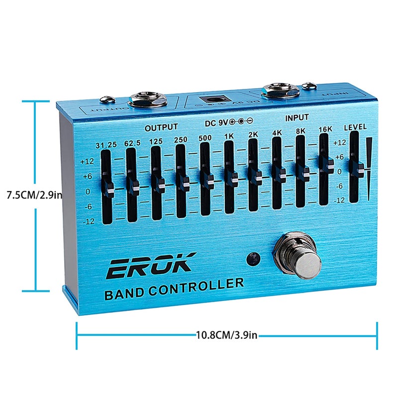 EROK EQ Pedal,10-Band Equalizer,(31.25Hzâ€“16kHz) with Â±12dB Gain/Attenuation for Each Band,for Electric Guitar Bass Eq Pedal,with Independent Controller Button - Image 5