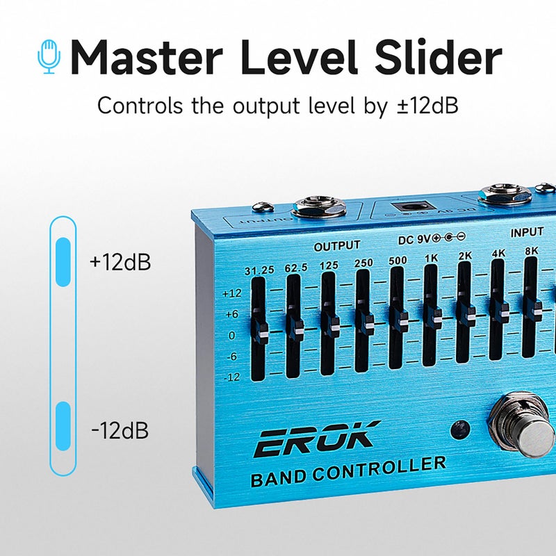 EROK EQ Pedal,10-Band Equalizer,(31.25Hzâ€“16kHz) with Â±12dB Gain/Attenuation for Each Band,for Electric Guitar Bass Eq Pedal,with Independent Controller Button - Image 2