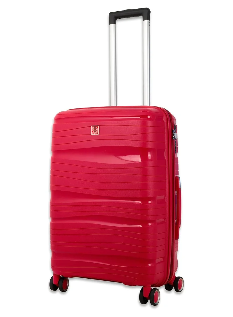 Reflection Nova by Re-flection Classy 24 Inch Polypropylene Carry-on Suitcase, Lightweight Hard Shell Curvy Line Series Travel Luggage Trolley with 90L Storage Capacity , 4 Spinner Wheels and TSA Lock, Red