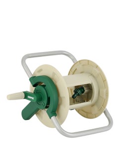 GEEPAS Geepas Mini Hose Reel- Stop Anywhere Lock Mechanism and Auto Retract Hose Reel| Compatible with 1/2" Hose upto 20 M, for Gardening| White and Green  - Image 1