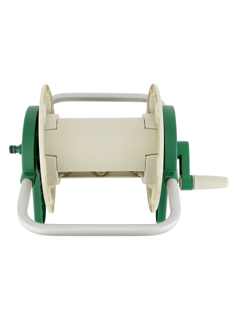 جيباس Geepas Mini Hose Reel- Stop Anywhere Lock Mechanism and Auto Retract Hose Reel| Compatible with 1/2" Hose upto 20 M, for Gardening| White and Green  - Image 2