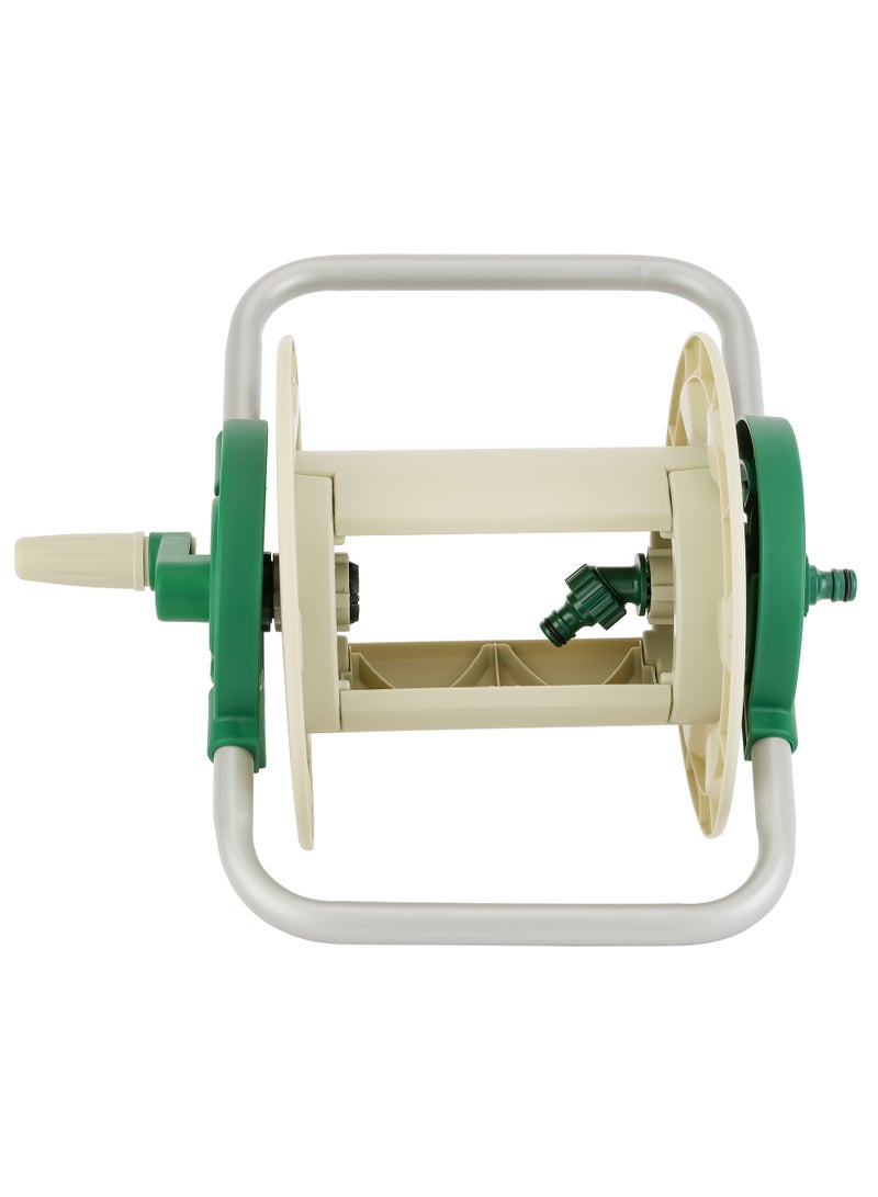 جيباس Geepas Mini Hose Reel- Stop Anywhere Lock Mechanism and Auto Retract Hose Reel| Compatible with 1/2" Hose upto 20 M, for Gardening| White and Green  - Image 4