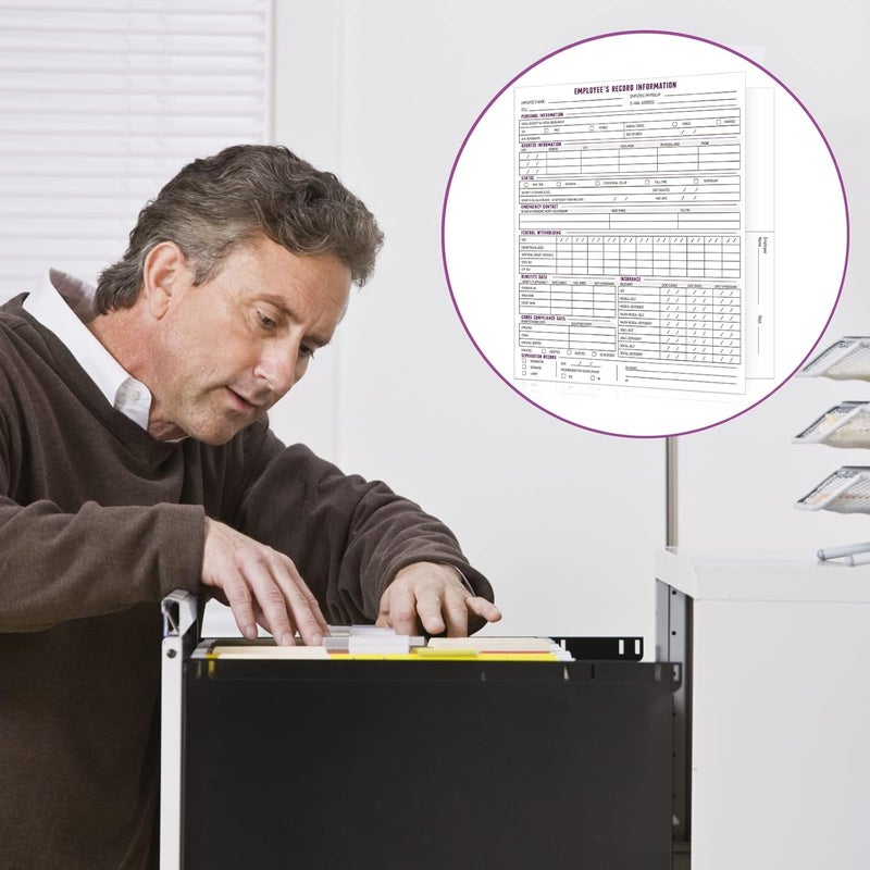 Glenmal 30 Pcs Confidential Employee Record Folders Employee File Folders Payroll Book 95 x 115 Personnel Organizer Decorative File for Company Office Record Info Preprinted - Image 5