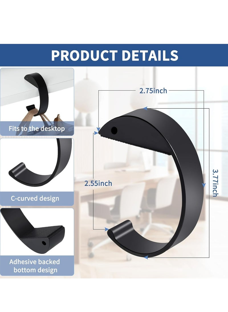 2 Pcs Table Desk Bag Hooks, Heavy-Duty Purse Hangers with Headphone Stand, Desk Mount Bag Holder Hooks