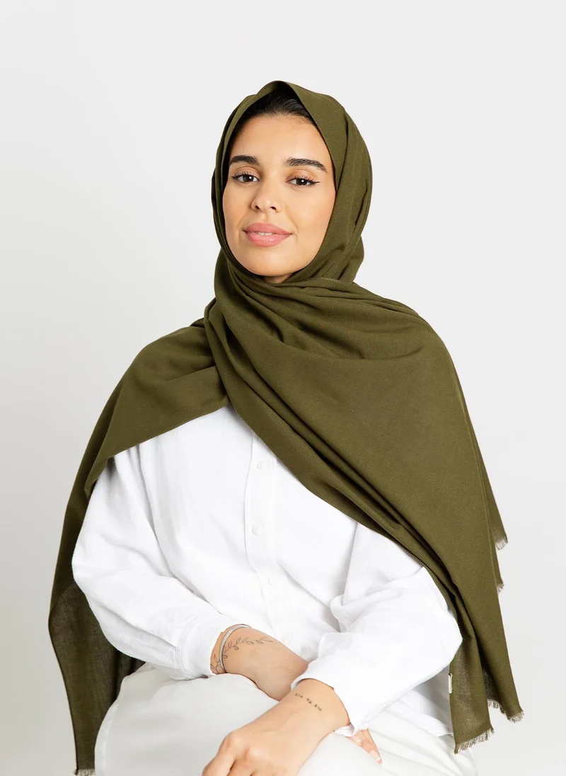 Kaafmeem Olive - Plain Cotton Tarha