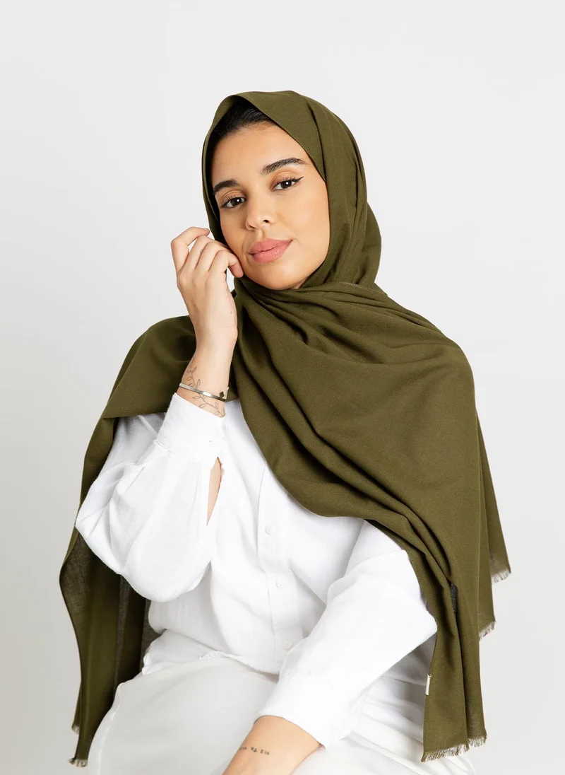 Kaafmeem Olive - Plain Cotton Tarha