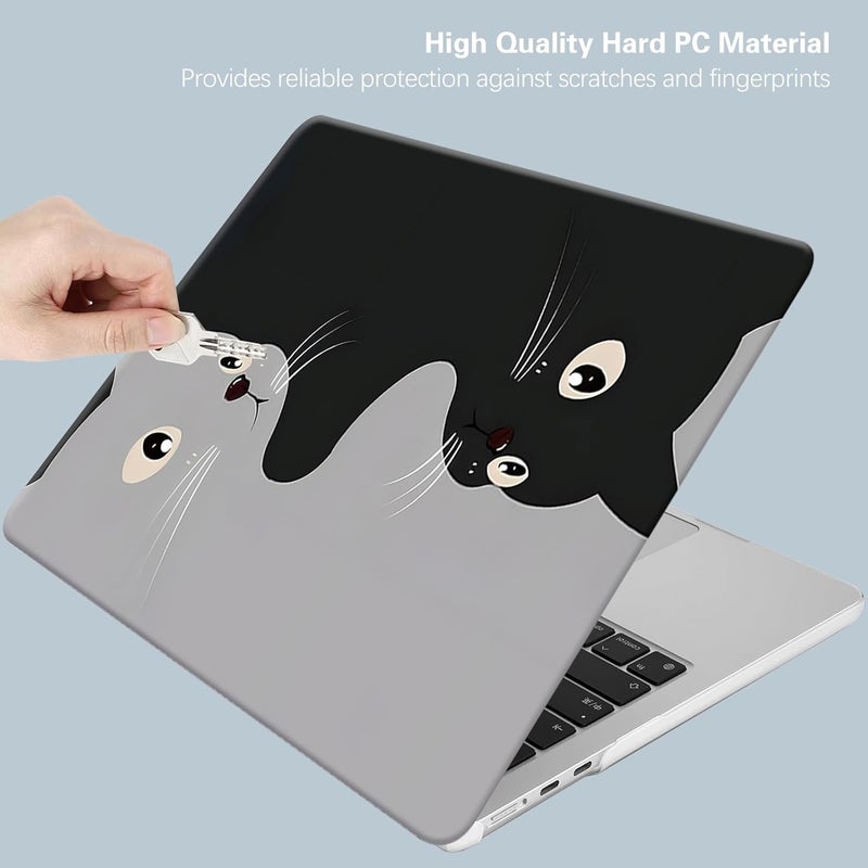 KEROM Compatible for MacBook Air 13 inch Case 2021 2020 2019 2018 M1 A2337 A2179 A1932, MacBook Air M1 Case, Cute Aesthetic Protective Plastic Hard Shell & Keyboard Cover, Two Cats - Image 2