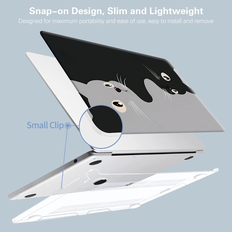 KEROM Compatible for MacBook Air 13 inch Case 2021 2020 2019 2018 M1 A2337 A2179 A1932, MacBook Air M1 Case, Cute Aesthetic Protective Plastic Hard Shell & Keyboard Cover, Two Cats - Image 5