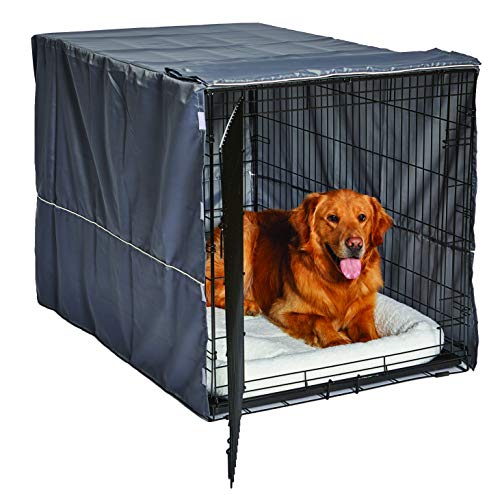 New World Midwest Homes for Pets XL Dog Crate Cover Polyester Privacy Kennel Cover Fits Most 48inch Crates Light Gray Machine Washable Reduces Barking Chewing - Image 1