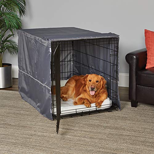 New World Midwest Homes for Pets XL Dog Crate Cover Polyester Privacy Kennel Cover Fits Most 48inch Crates Light Gray Machine Washable Reduces Barking Chewing - Image 3